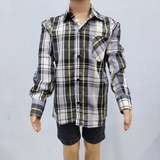 Camisa Festa Junina Infantil Unissex Xadrez Manga Longa