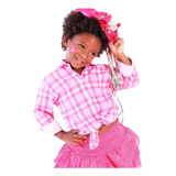 Camisa Festa Junina Xadrez Infantil Manga Longa Unissex Bebe