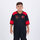 Camisa Flamengo Zico Retrô Infantil Preta