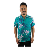 Camisa Floral Estampada Viscose Havaiana Manga Curta Slim