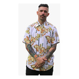 Camisa Floral Havaiana, Estampada De Viscose