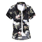 Camisa Floral Masculina De Manga Curta, Camisa Casual De Pra