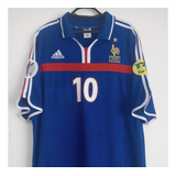 Camisa França Campeã Euro 2000 #10 Zidane Autografada Elenco