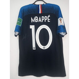 Camisa França Copa Mundo 18 #10 Mbappé Autografada Certifica