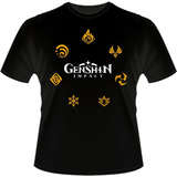 Camisa Genshin Impact Elementos Blusa Camiseta
