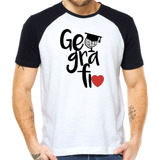 Camisa Geografia Professor Curso Profissão Camiseta Raglan