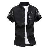 Camisa Havaiana Masculina Floral Folgada Com Gola Virada Par