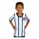 Camisa Infantil Corinthians Branca Listras Oficial