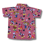Camisa Infantil Festa Junina Xadrez Mickey