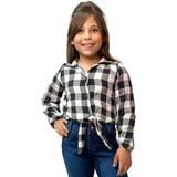 Camisa Infantil Flanela Xadrez Amarração Menina Festa Junina