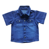 Camisa Infantil Jeans De Manga Curta Luxo 2 A 8 Anos Enviojá