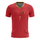 Camisa Infantil Juvenil Portugal Futebol Dry Fit Proteção Uv