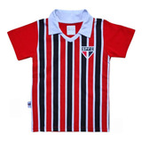 Camisa Infantil São Paulo Polo Listrada Retrô Oficial
