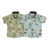  Camisa Infantil Social Safári Roupa Bebê Menino Festa
