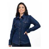 Camisa Jeans Feminina, Degrade, 2 Cores,