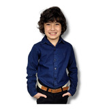 Camisa Jeans Menino Infantil Social Manga