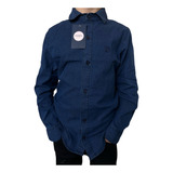 Camisa Jeans Slim Manga Longa Infantil Masculino Envio Já