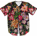 Camisa Jersey Baseball Floral Praia Verao