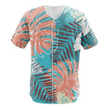 Camisa Jersey Verão Floral Tropical Floresta Havai Hawaii