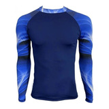 Camisa Lycra Manga Longa Blue Lines Proteção Solar Uv50+