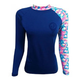 Camisa Lycra Surf Manga Longa Azul Sereia Proteção Solar