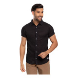Camisa Masculina Casual De Algodão Slim Manga Curta Bamborra