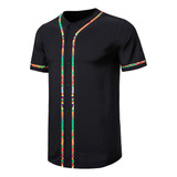 Camisa Masculina De Manga Curta Patchwork De Beisebol Com