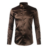 Camisa Masculina De Seda, Cetim, Camisas Sociais Masculinas,