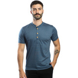 Camisa Masculina Gola Padre Henley Slim