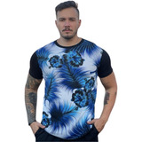  Camisa Masculina Long Line Floral Kit-3 Pçs