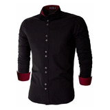 Camisa Masculina Slim Social Manga Longa Camiseta Lisa
