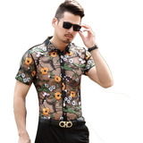 Camisa Masculina Transparente De Renda Bordada Floral Homem