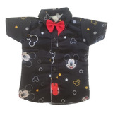 Camisa Mickey Preto Estampado Temática Social Festa Infantil