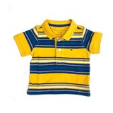 Camisa Polo Amarela Com Listras Tommy Hilfiger Infantil