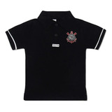 Camisa Polo Infantil Preto Do Corinthians Menino