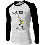 Camisa Queen Banda Camiseta Raglan Longa
