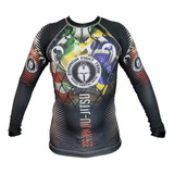 Camisa Rash Guard - Manga Longa - Preto- 2201p- Jiu Jitsu