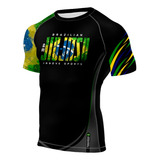 Camisa Rash Guard Manga Curta Jiu-jitsu Brazilian Brasil Bjj