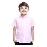 Camisa Social Infantil Masculina Manga Curta Algodão 1 Ao 8
