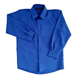 Camisa Social Juvenil Infantil Masculina Azul