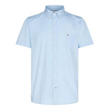 Camisa Social Manga Curta Tommy Hilfiger Light Oxford Azul
