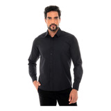 Camisa Social Manga Longa Slim Masculina C/ Elastano