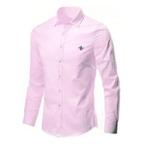 Camisa Social Masculina Dudalina Lisa Manga Longa Sem Bolso