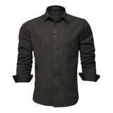 Camisa Social Masculina Manga Comprida Slim Fácil De Passar