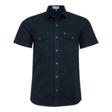 Camisa Social Masculina Manga Curta Estilo Militar Luxo