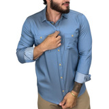 Camisa Social Masculina Slim Fit Camisa Jeans