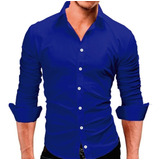 Camisa Social Masculino Manga Longa Slim Fit Não Amassa