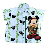 Camisa Social Mickey Safari Festa Aniversário Infantil
