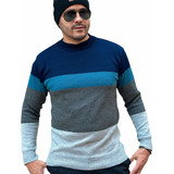 Camisa Suéter Masculino Listrada Gola Careca