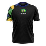 Camisa Usual Dry Fit Jiu-jitsu Brasil Preta Proteção Uv